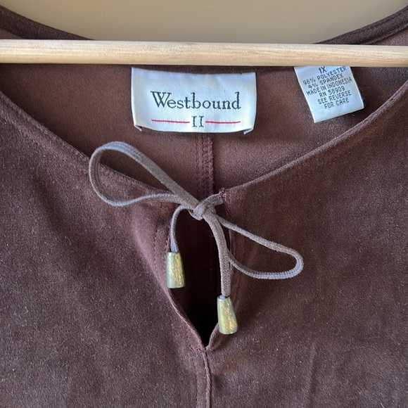 Westbound Sz 1X Chocolate Brown Faux Suede Jumper Maxi Dress - Picture 3 of 7